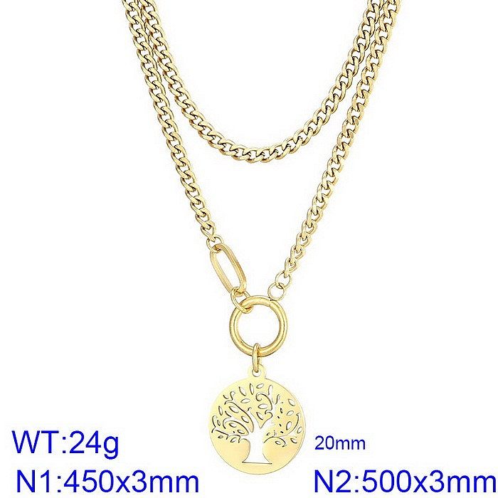 Hip-Hop Simple Style Round Stainless Steel  Plating 18K Gold Plated Layered Necklaces