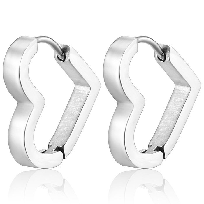 Boucles d'oreilles plaquées en acier inoxydable en forme de cœur, 1 paire