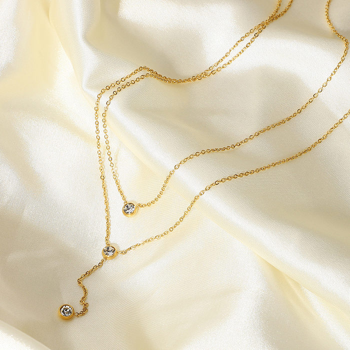 Collier Double couche Simple en forme de Y en acier inoxydable, vente en gros de bijoux