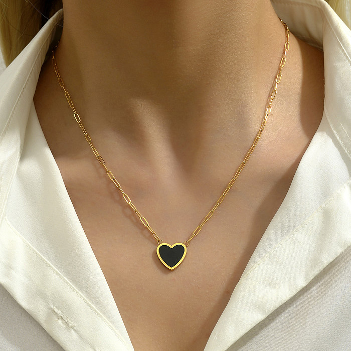 Basic Vacation Romantic Heart Shape Stainless Steel  Plating 18K Gold Plated Necklace