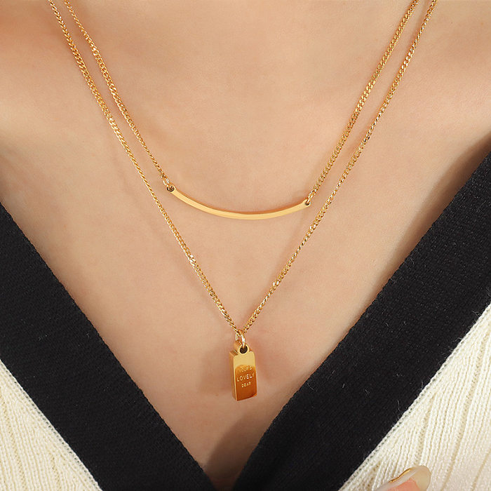 Simple Style Geometric Stainless Steel Gold Plated Layered Necklaces