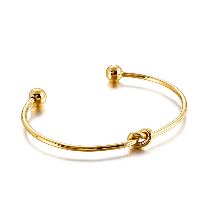 Nouveau Bracelet ouvert noué en acier titane, perles dorées, vente en gros de bijoux