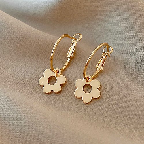 1 Pair Basic Sweet Flower Stainless Steel  Earrings