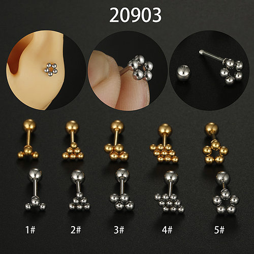 Simple Style Round Stainless Steel  Plating Ear Studs 1 Piece