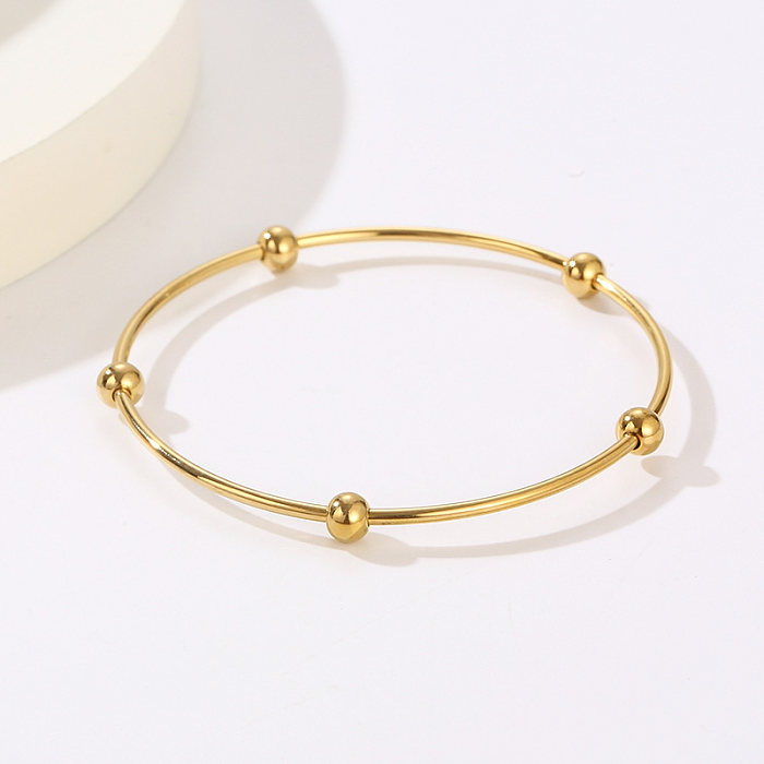 Simple Style Streetwear Solid Color Stainless Steel Plating 18K Gold Plated Bangle