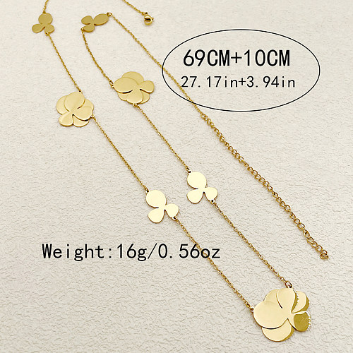 Elegant Classical Simple Style Flower Stainless Steel  Polishing Plating Gold Plated Necklace