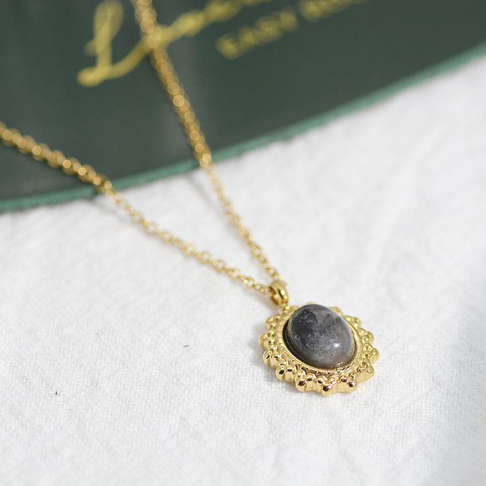 Chaîne pendentif en pierre naturelle, collier en acier inoxydable, vente en gros