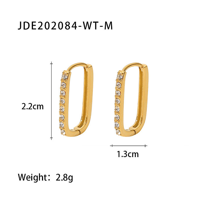 Fashion Geometric Stainless Steel  Earrings Gold Plated Zircon Stainless Steel  Earrings
