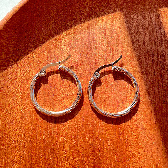 1 Pair Fashion Circle Stainless Steel  Plating Earrings