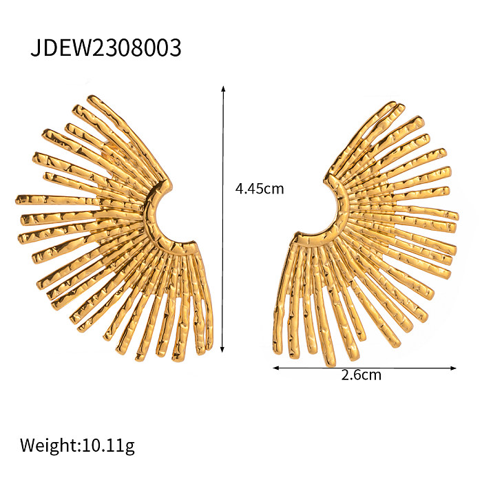 1 par de pinos de orelha banhados a ouro 18K estilo simples estilo IG chapeamento de setor de aço inoxidável