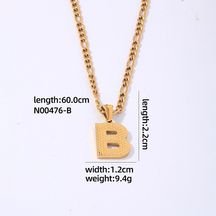 Hip-Hop Style Simple Style romain lettre acier inoxydable polissage placage plaqué or pendentif collier