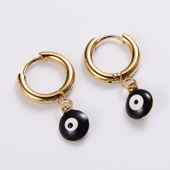 Wholesale 1 Pair Simple Style Devil'S Eye Stainless Steel  18K Gold Plated Resin Drop Earrings