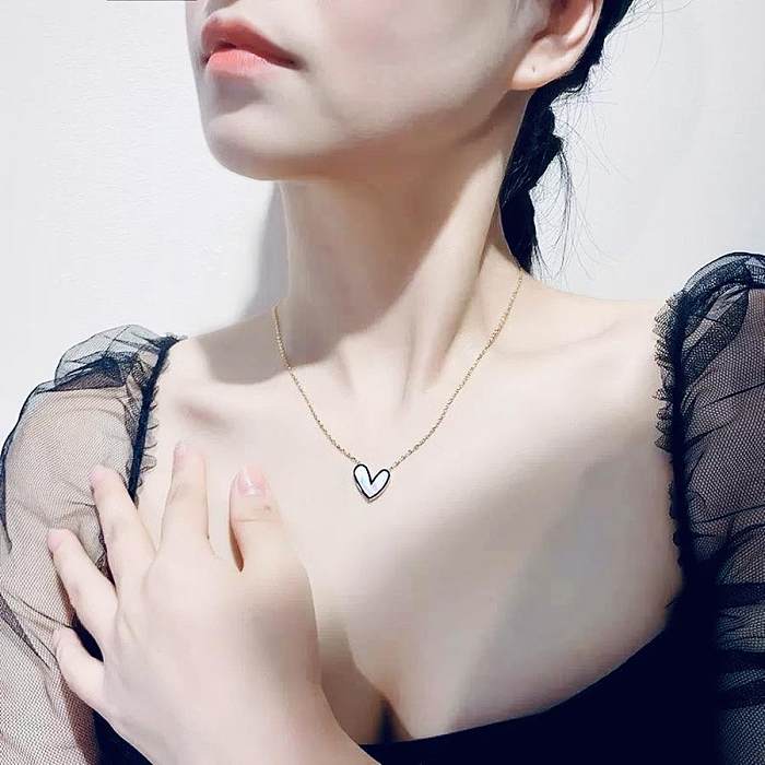 Collier pendentif plaqué acier inoxydable en forme de cœur pour femme, 1 pièce