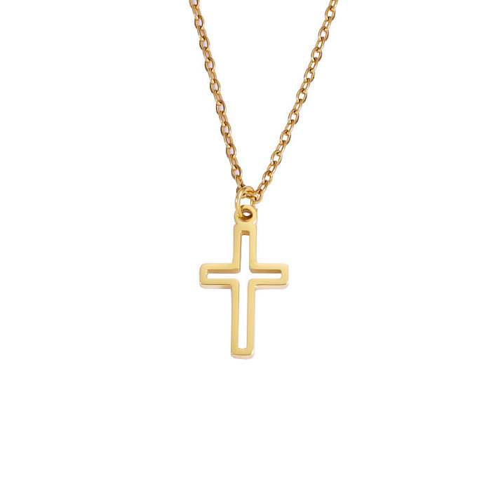 Elegante, klassische Halskette mit Kreuz-Anhänger aus Edelstahl, vergoldet, versilbert, in großen Mengen