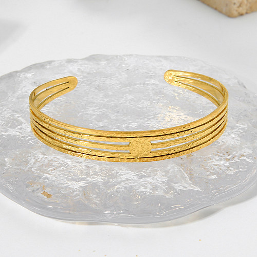 Estilo simples streetwear cor sólida aço inoxidável titânio chapeamento pulseira banhada a ouro 18K