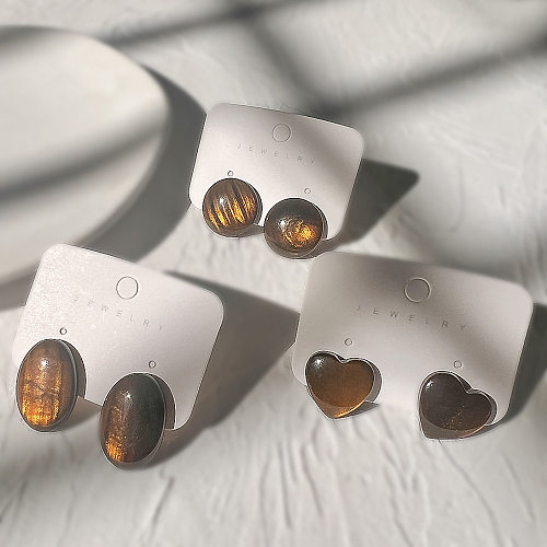 1 par de pinos de orelha de resina embutidos de aço inoxidável redondo oval em formato de coração estilo simples