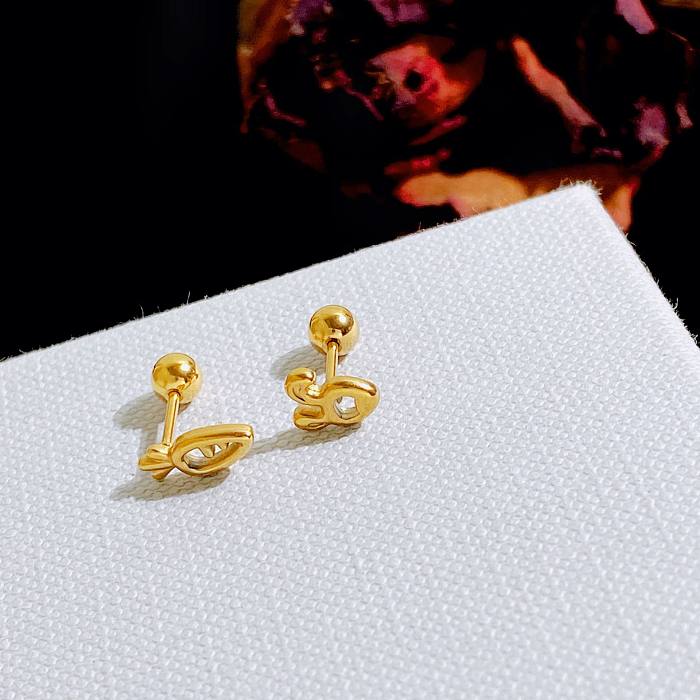 1 par de brincos de orelha banhados a ouro de aço inoxidável estilo simples