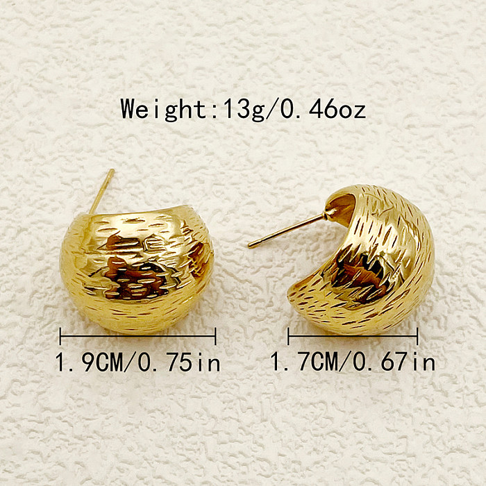 1 par clássico de cor sólida chapeado em aço inoxidável banhado a ouro brincos