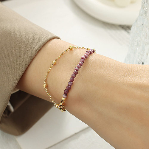 1 Piece Simple Style Round Titanium Steel Chain Bracelets