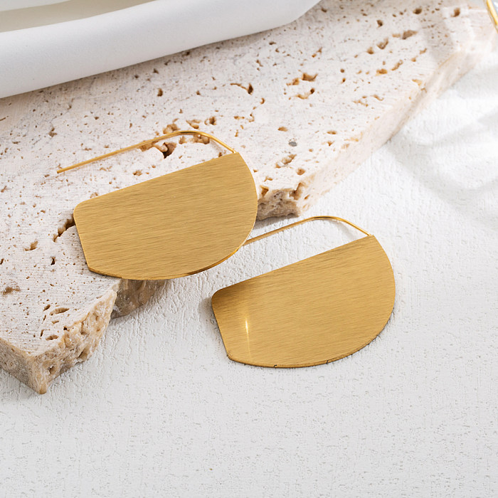 1 Pair Elegant Queen Solid Color Hollow Out Stainless Steel  18K Gold Plated Earrings