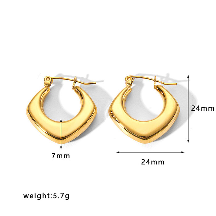 1 paire de boucles d'oreilles plaquées or, Style Simple, couleur unie, en acier inoxydable
