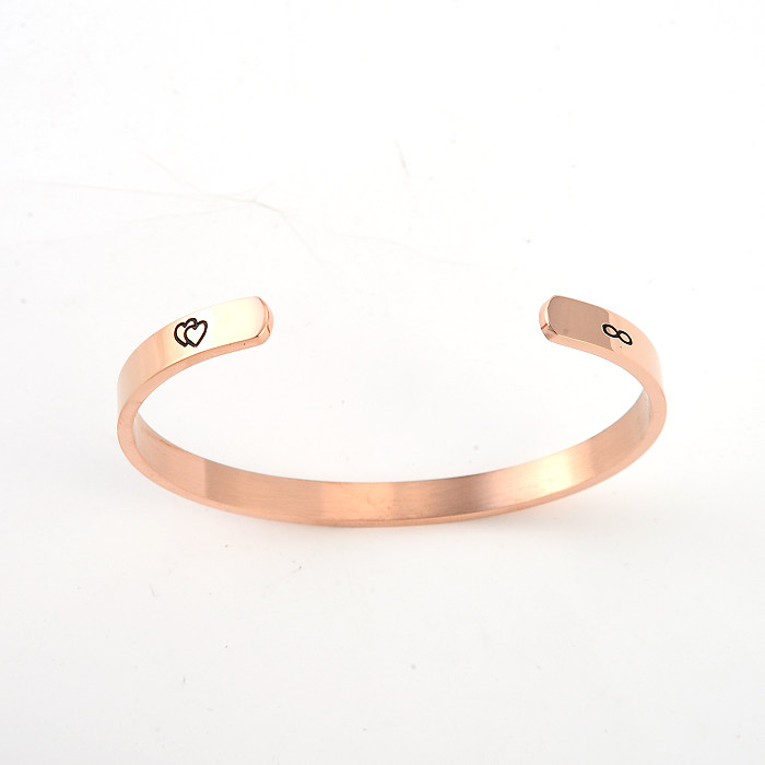 Atacado estilo simples estilo clássico carta revestimento de aço inoxidável pulseira banhada a ouro rosa