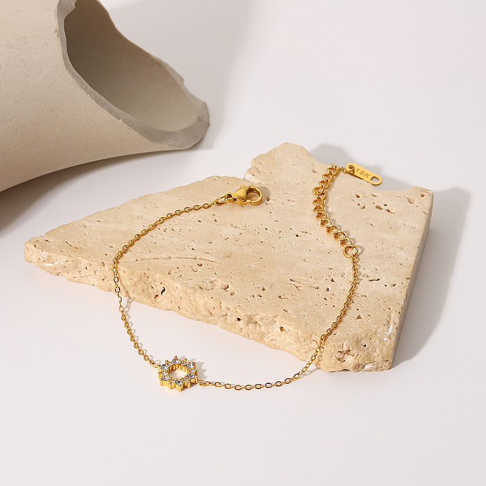 Pulseiras fashion floco de neve de aço inoxidável banhadas a ouro oco zircão pulseiras de aço inoxidável