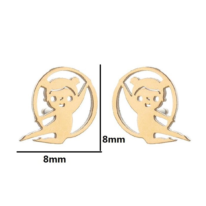 1 Pair Simple Style Solid Color Stainless Steel  Irregular Plating Silver Plated Ear Studs
