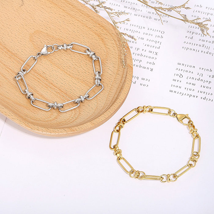 Bracelets plaqués or 18 carats en acier inoxydable de couleur unie géométrique de style simple rétro
