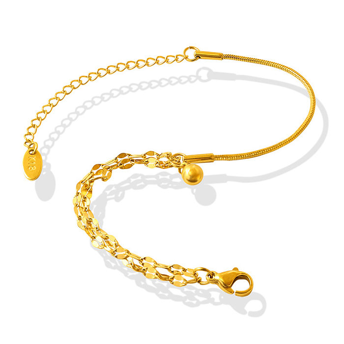 Bracelet en acier titane 18 carats pour femme, chaîne d'épissure à Double couche de perles