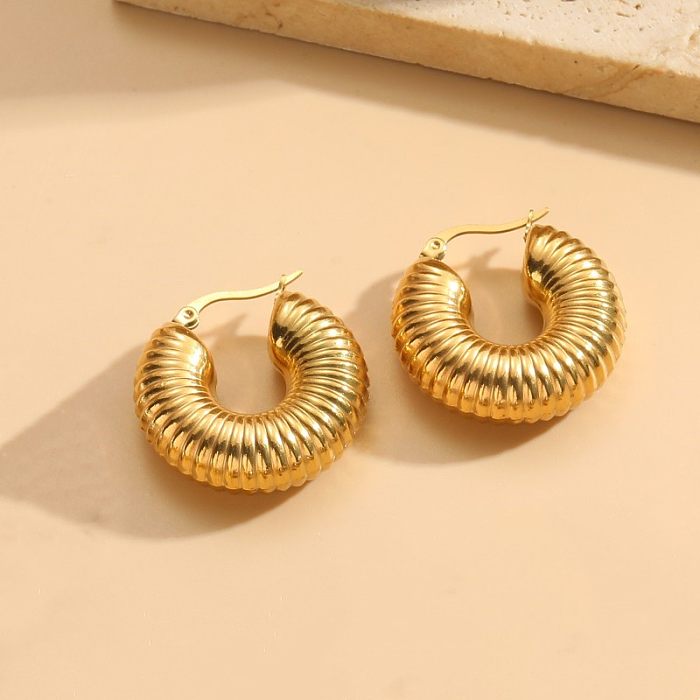 1 Pair Elegant Classic Style Round Asymmetrical Plating Stainless Steel 14K Gold Plated Earrings