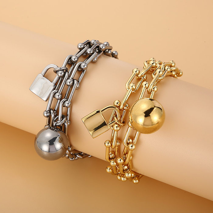 Horseshoe Chain Ball Lock Pendant Stainless Steel Bracelet Wholesale jewelry