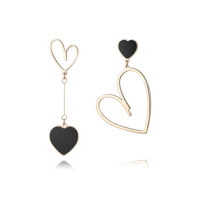 1 Pair Exaggerated Sweet Heart Shape Plating Inlay Stainless Steel  Shell Rose Gold Plated Drop Earrings