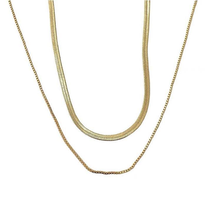 INS Style Solid Color Stainless Steel Plating Layered Necklaces 1 Piece
