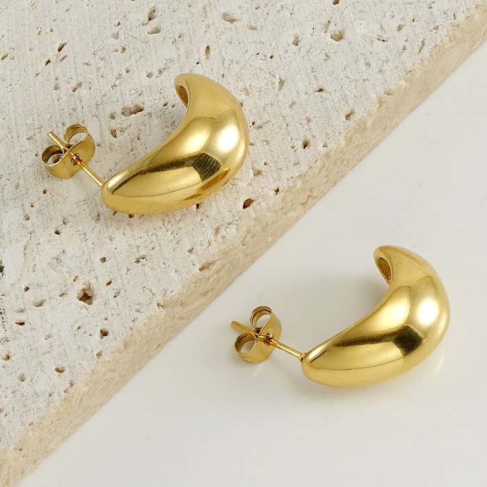 1 par de brincos geométricos elegantes revestidos de aço inoxidável banhados a ouro 18K
