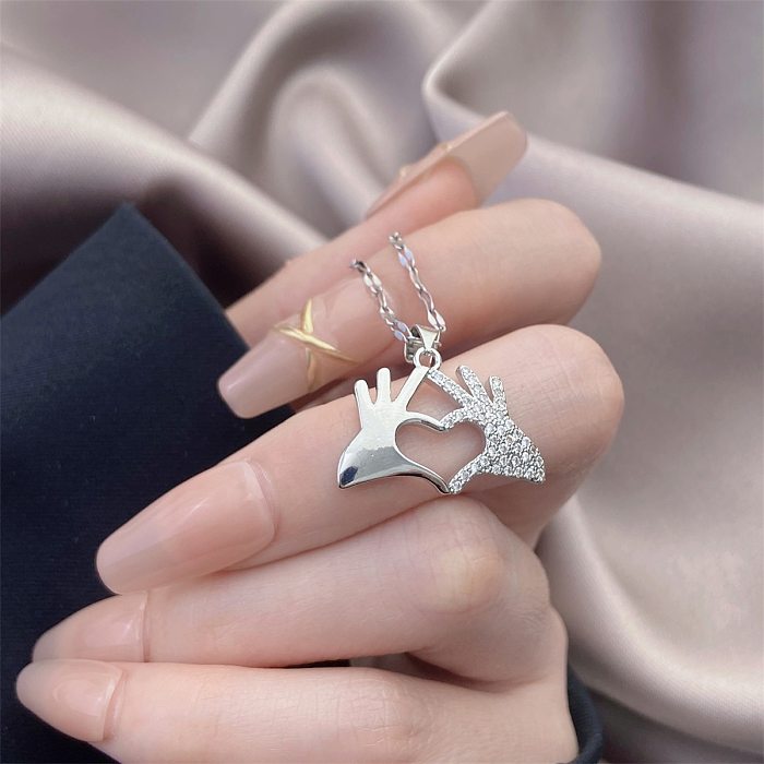 Elegante estilo simples golfinho formato de coração borboleta chapeamento de aço inoxidável colar com pingente de zircônia