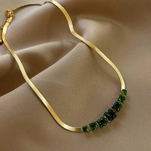 Fashion Square Stainless Steel Plating Inlay Zircon Necklace 1 Piece