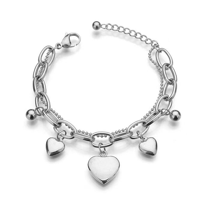 Bracelets plaqués en acier inoxydable en forme de cœur Streetwear