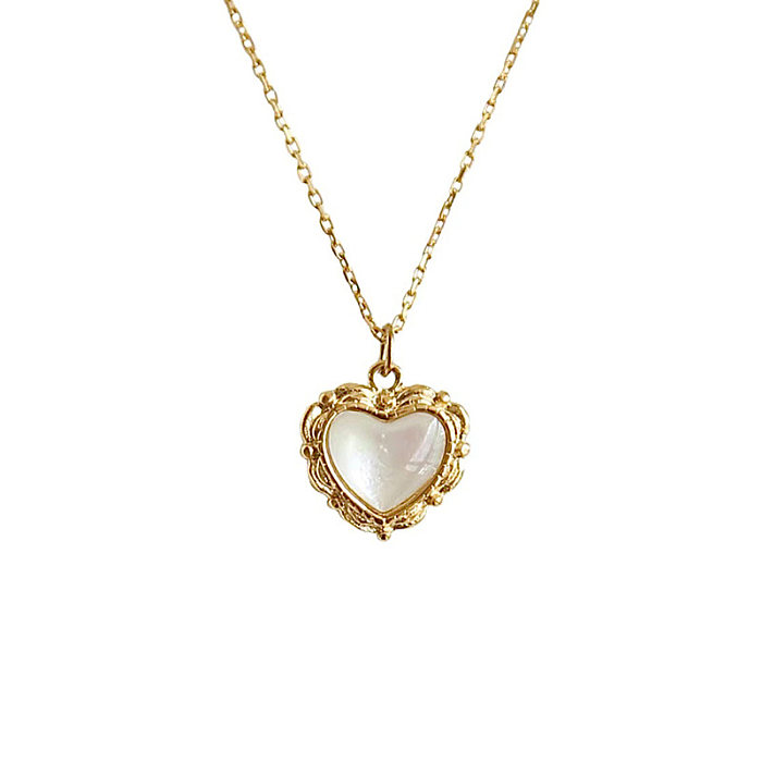 Collier pendentif en Zircon avec pierres précieuses artificielles en acier inoxydable en forme de cœur doux en vrac