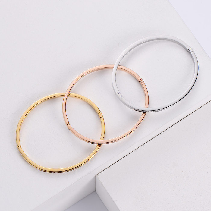 Korean Simple Rhinestone Inlaid Stainless Steel Bracelet Wholesale jewelry
