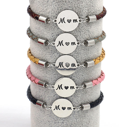 Moda MAMA Letter Titanium Steel Patchwork Pulseiras 1 peça