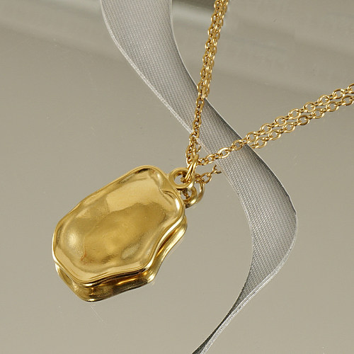 Wholesale Casual Solid Color Stainless Steel  18K Gold Plated Pendant Necklace