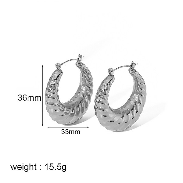1 paire de boucles d'oreilles créoles en acier inoxydable plaqué or 18 carats, style simple, classique, cercle torsadé