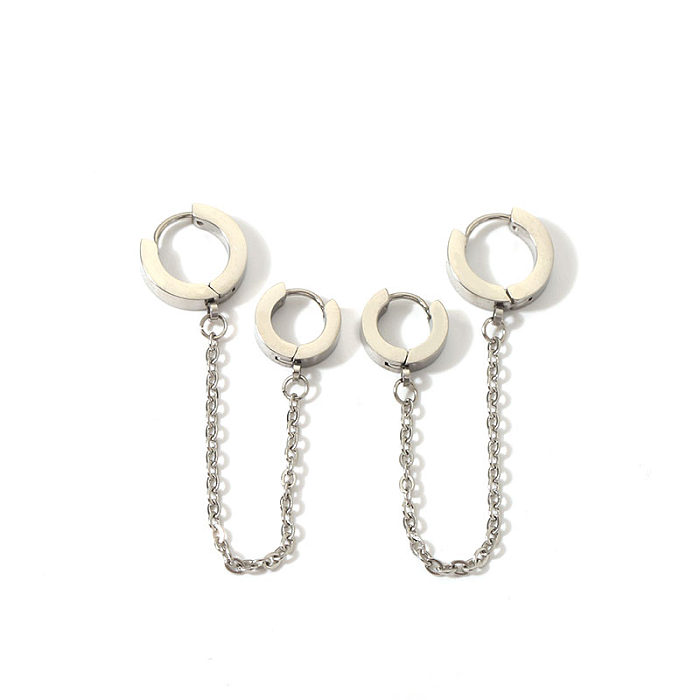 1 Pair Simple Style Solid Color Tassel Stainless Steel  Earrings