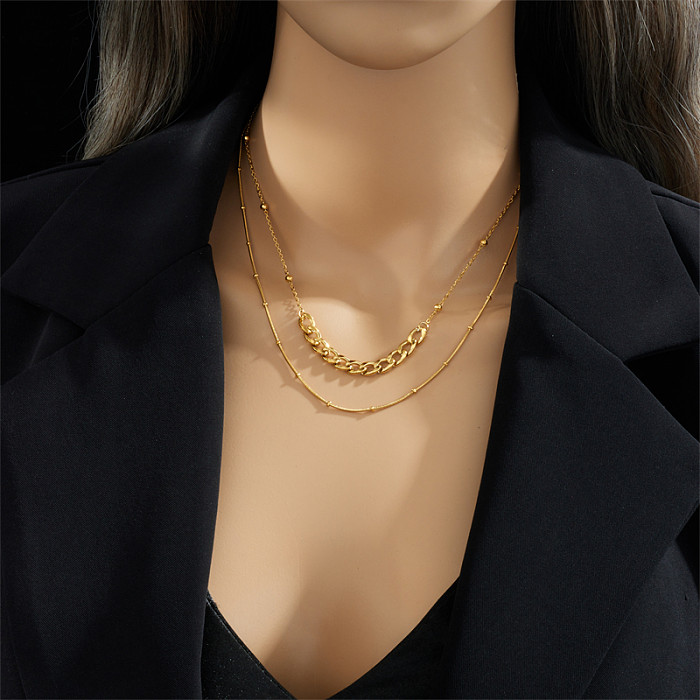Fashion Geometric Stainless Steel Plating Layered Necklaces