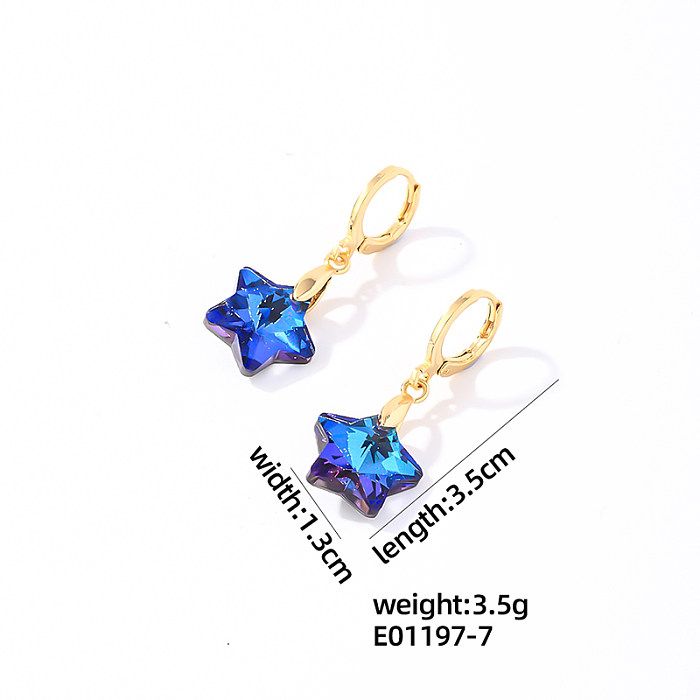 1 Pair Casual Sweet Streetwear Star Heart Shape Plating Stainless Steel  Gold Plated Drop Earrings