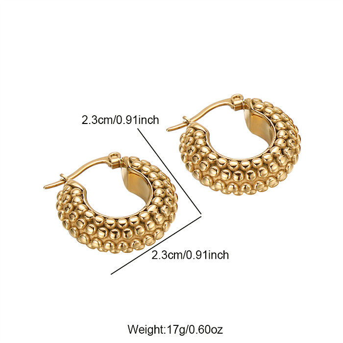 1 Pair IG Style Solid Color Asymmetrical Polishing Plating Stainless Steel  18K Gold Plated Hoop Earrings