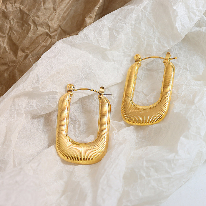 1 Pair Hip-Hop Simple Style Rectangle Plating Stainless Steel 18K Gold Plated Hoop Earrings