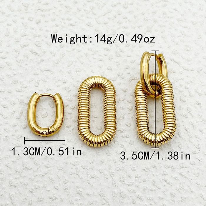 1 Pair Casual Commute Oval Plating Stainless Steel  Gold Plated Drop Earrings