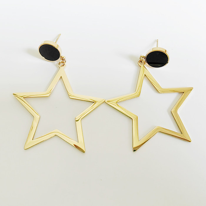1 Pair IG Style Simple Style Round Square Star Stainless Steel  Stainless Steel Drop Earrings